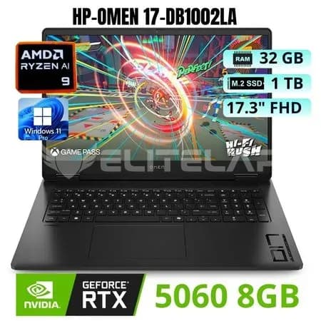 LAPTOP HP OMEN 17-DB1002LA AMD RYZEN AI 9 365 - 32GB RAM DDR5 1TB SSD NVIDIA RTX 5060 8GB 17.3" FHD 144HZ FREEDOS