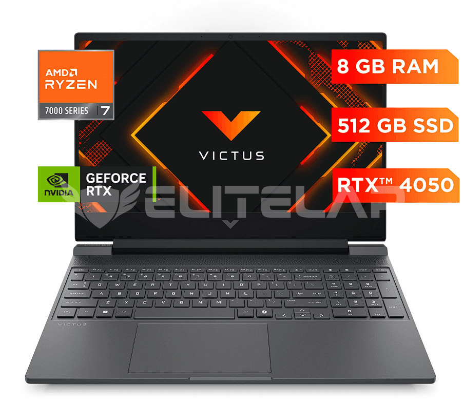 HP GAMING VICTUS 15-FB3049LA (D53P1LA#ABM) AMD Ryzen 7-7445HS 8GB DDR5 512GB SSD 15.6"FHD -144HZ RTX4050-6GB WIN 11 HOME MICA