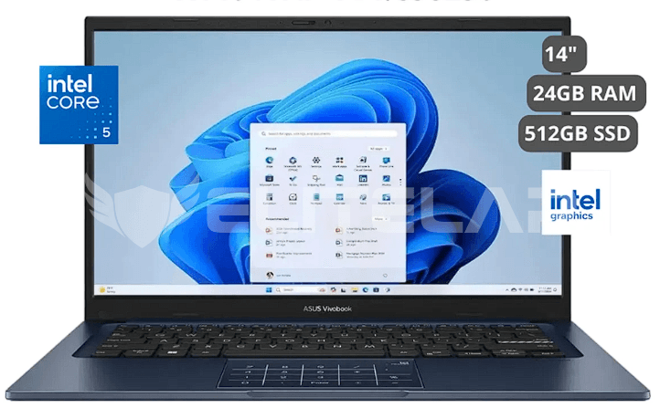 LAPTOP ASUS VIVOBOOK 14 X1404VAP INTEL CORE 5 120U 8GB DDR4 256GB SSD 14" FHD WIN11 HOME S QUIET BLUE (90NB13U1-M00K70)