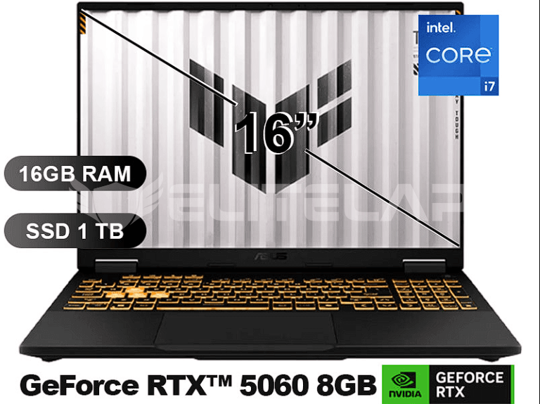 LAPTOP ASUS TUF GAMING F16 FX608JMR-RV197 INTEL CORE I7-14650HX 16GB 1TB SSD RTX 5060 8GB 16" FHD 144HZ FREE DOS (90NR0NB1-M00AR0)