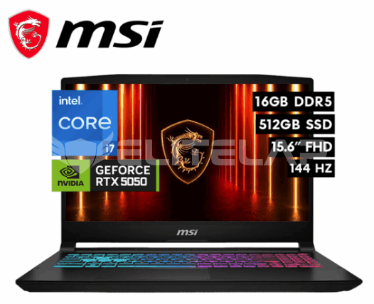 LAPTOP MSI KATANA 15 B14WEK-001US INTEL CORE I7-14650HX 16GB 512GB SSD RTX 5050 8GB 15.6" FHD 144HZ WIN11 HOME (9S7-1587C1-679)