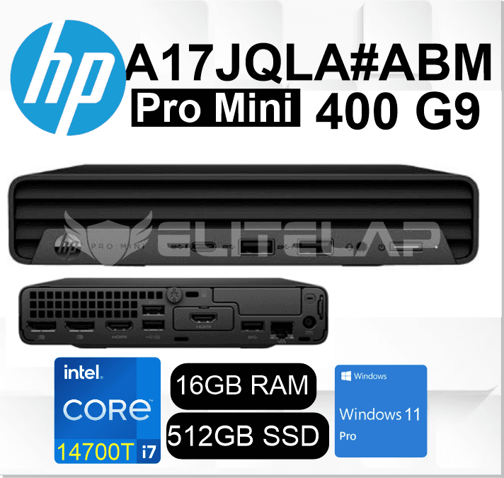 MINI PC HP PRO MINI 400 G9 INTEL CORE I7-14700T 16GB 512GB SSD WIN11 PRO REMANUFACTURADO (A17JQLA#ABM)