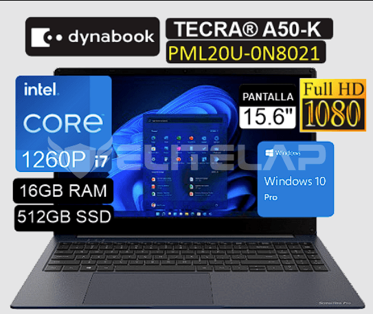 LAPTOP DYNABOOK TECRA A50-K PML20U0N8021 INTEL CORE I7-1260P 16GB 512GB SSD 15.6" FHD 60HZ WIN10 PRO (PML20U-0N8021)