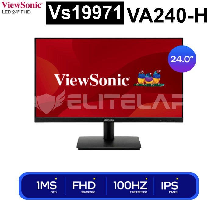 MONITOR VIEWSONIC VA240-H 24" 100HZ 23.8" IPS 100HZ 1MS HDMI*1 VGA*1 VESA 100X100 (VS19971)